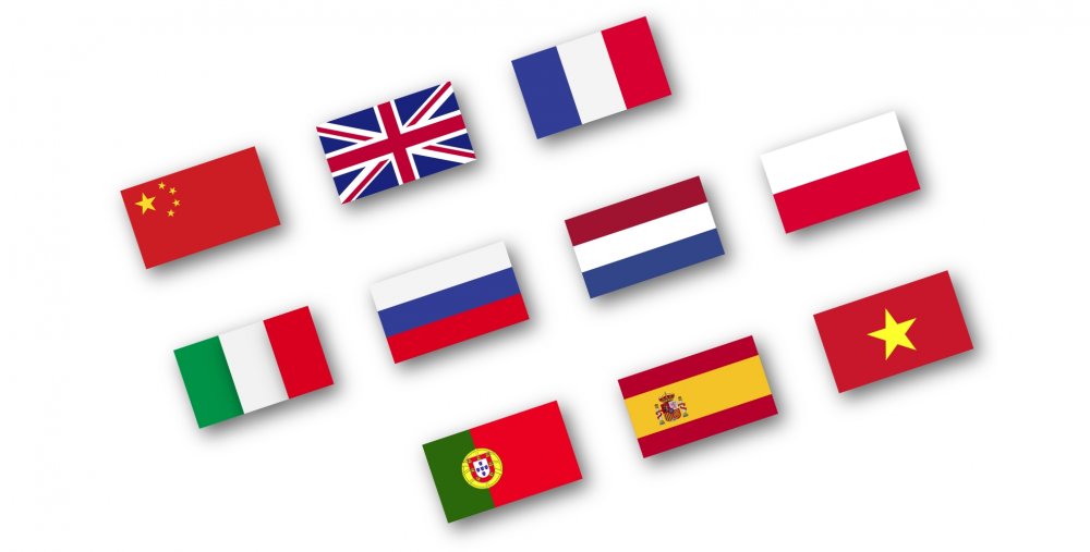 chinesisch englisch franzoesisch italienisch kyrillisch russisch niederlaendisch polnisch portugiesisch spanisch vietnamesisch